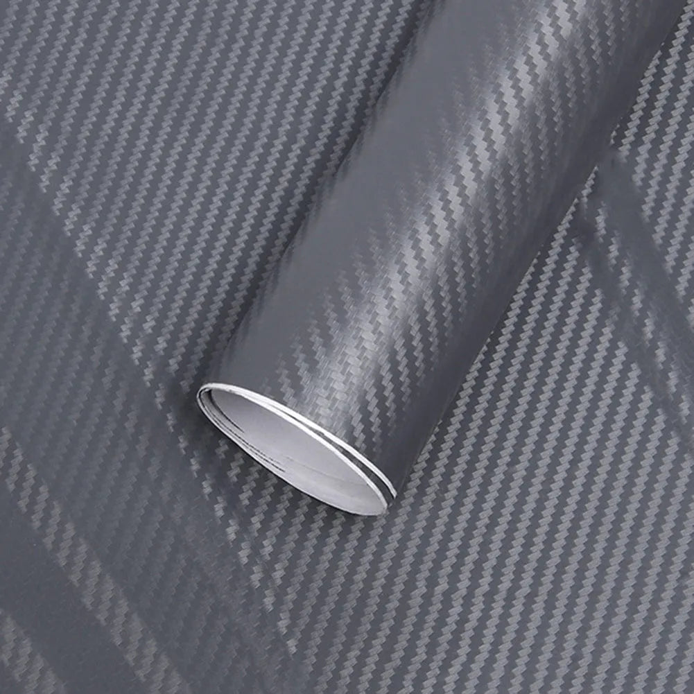 3D PVC car body sticker with striped pattern in black on a white car side panel, 127x10cm size