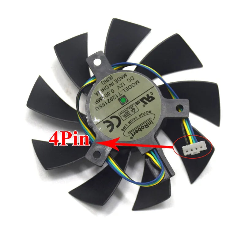 Black square 85mm computer cooling fan with 4-pin connector for graphics card