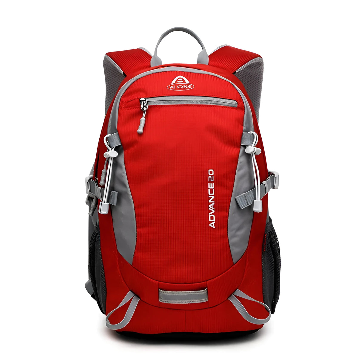 20 litre backpack shown in available colour options: black, blue, green, orange, red, rose red, and turquoise.
