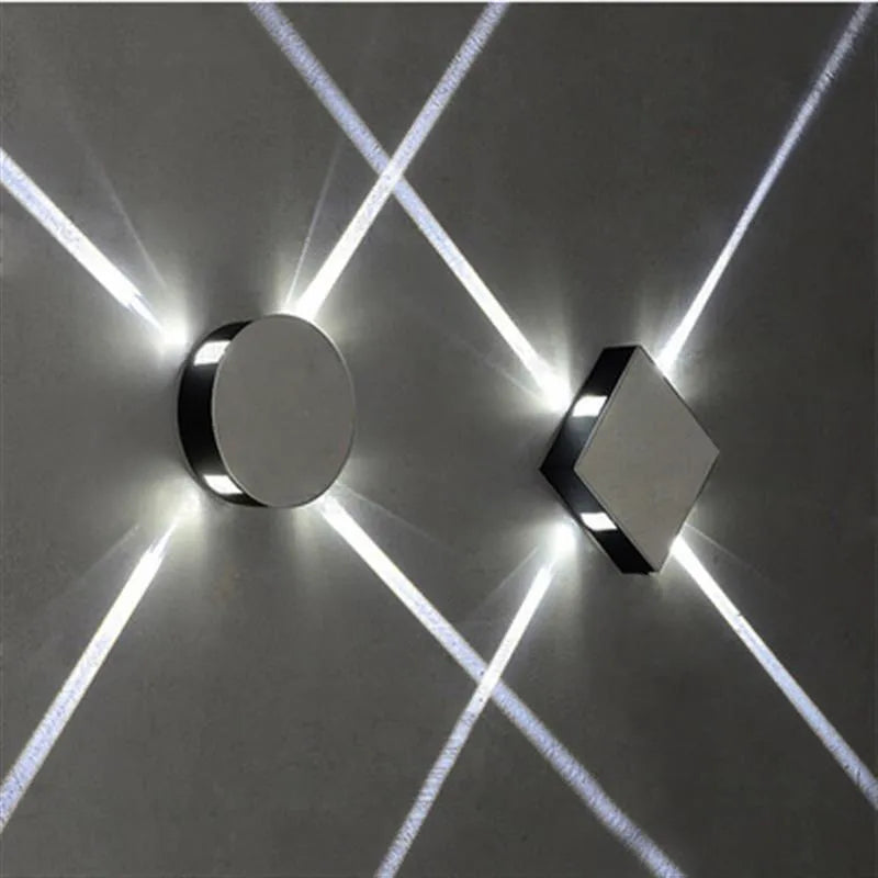 Square and round modern LED wall light with aluminium body and iron lampshade