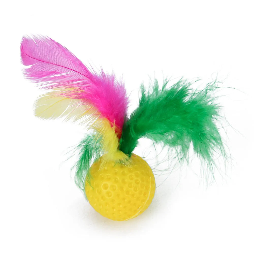 Cat channel funny cat stick toy set with PP metal plush feather attachments in multiple piece options