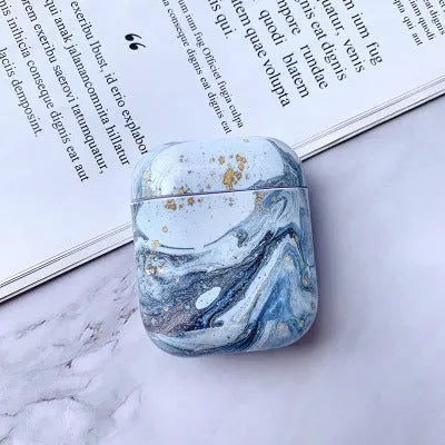 White crack marble pattern hard PC protective case for Apple AirPods charging box.
