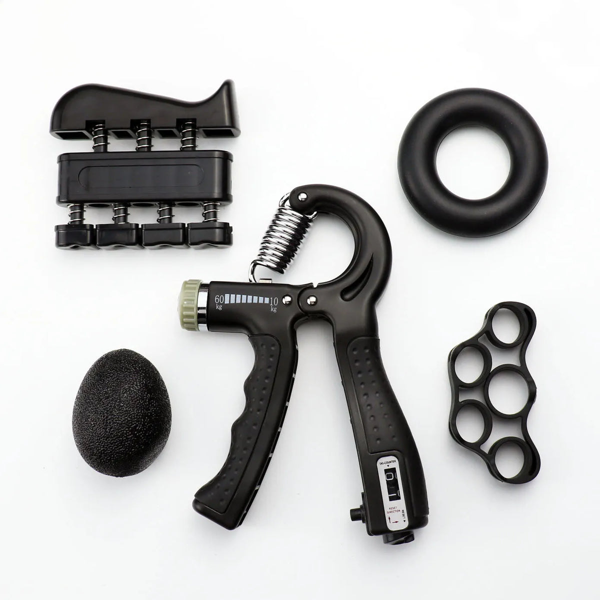 Adjustable hand grip with mechanical counter, ABS and stainless steel, 16cm x 12cm