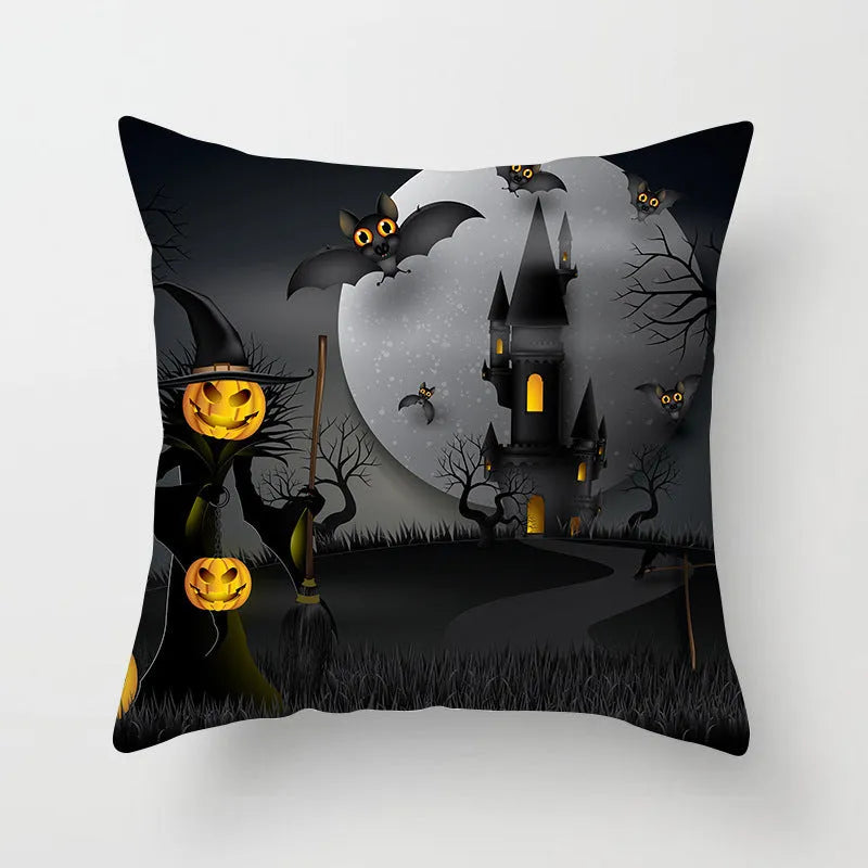 Halloween pillowcase 45x45cm in peach skin fabric with modern simple square design for living room cushion