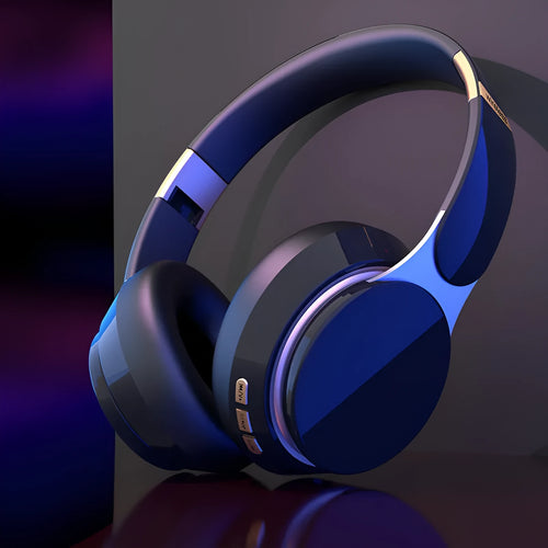 07S Bluetooth headset in Black, head-mounted with Bluetooth 5.0 and battery display, on a simple background