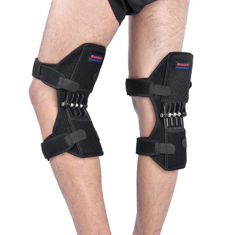 Adjustable knee brace patella support booster with spring mechanism and breathable fabric