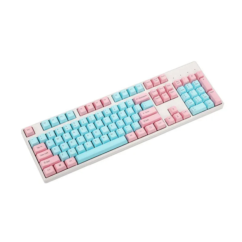 Pink PBT mechanical keyboard keycap set showing side engraving and opaque construction
