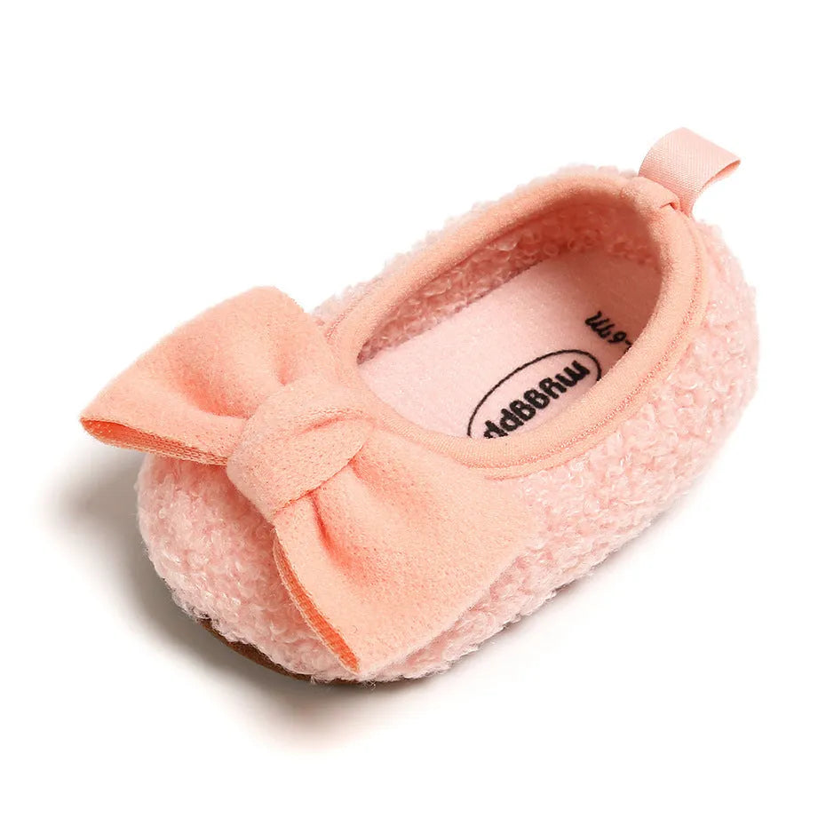 Winter warm cotton baby shoes with suede upper, elastic band, low tube, available in black, brown, grey, pink, white