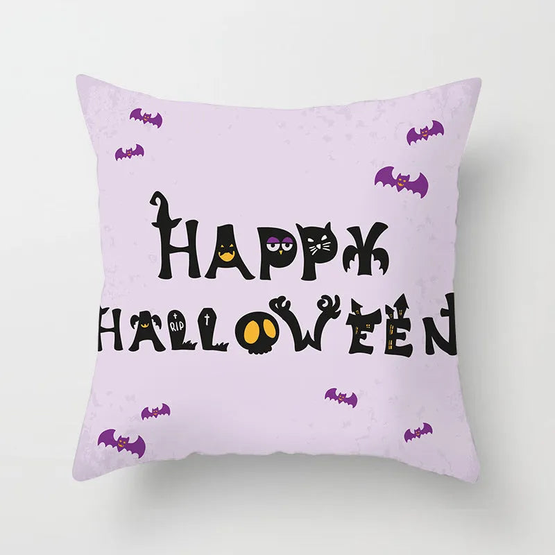 Halloween pillowcase 45x45cm in peach skin fabric with modern simple square design for living room cushion