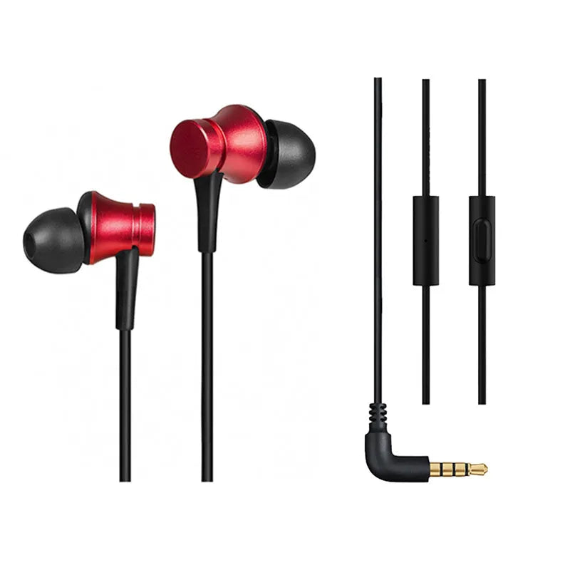 Piston in-ear wired headphones with 3.5mm jack in black, blue and red colour options