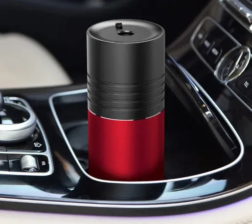 Grey car mini vacuum cleaner with aluminium and metal construction, 5300mbar suction, 2000mAh battery
