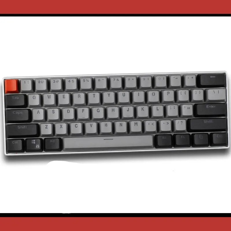 PBT transparent keycap set with OEM height profile and two-shot injection light-transmitting characters for 60% mechanical keyboards