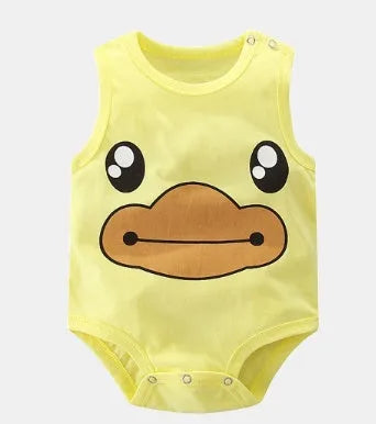 Newborn baby vest romper made from cotton in animal print designs