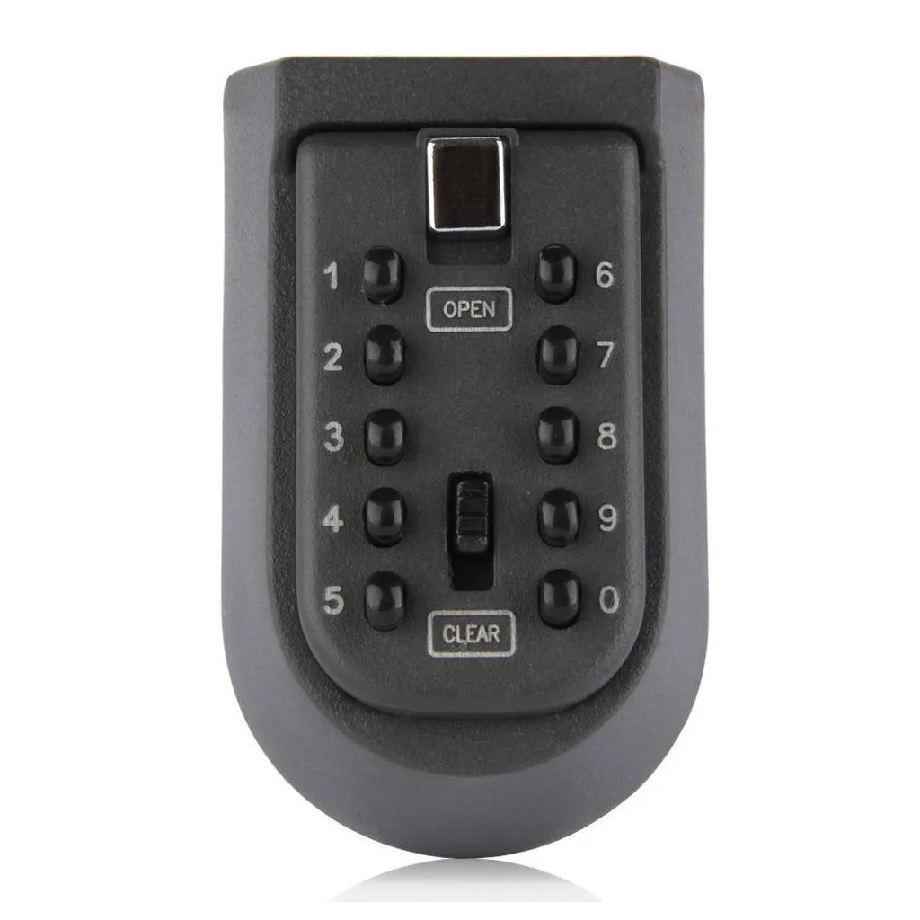 Aluminium alloy password key box mounted on an outdoor brick wall for secure storage.