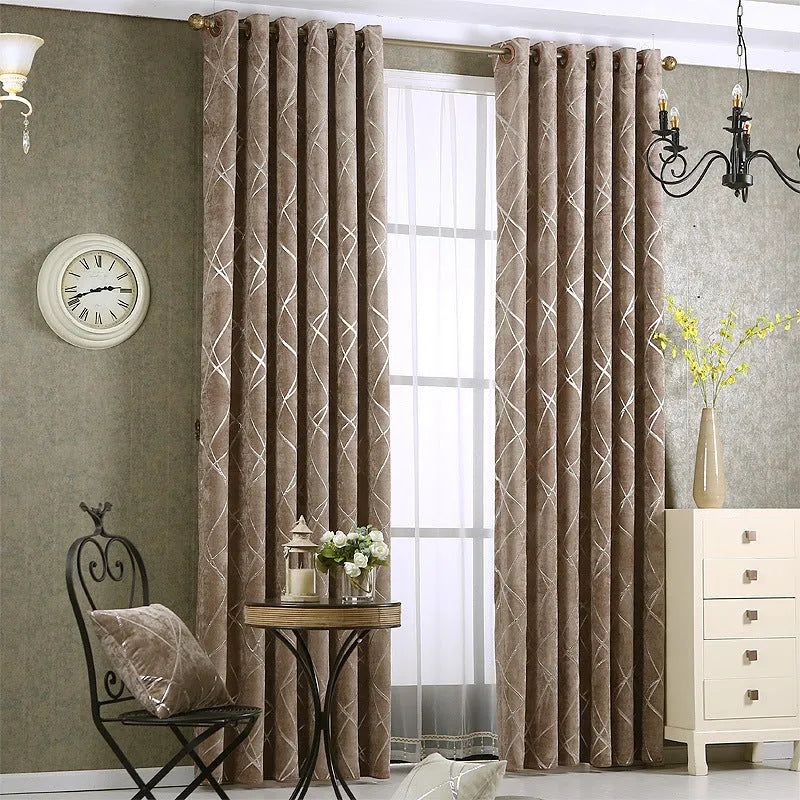Modern chenille blackout curtain in neutral colour with jacquard weave texture
