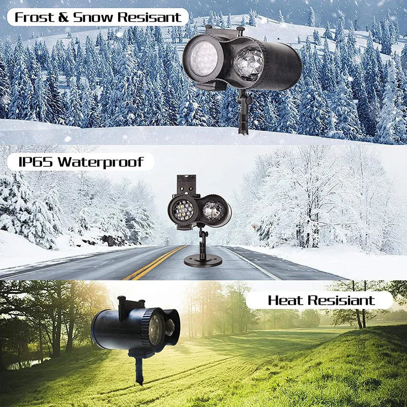 Outdoor waterproof double tube animated watermark light projecting water patterns onto a garden wall
