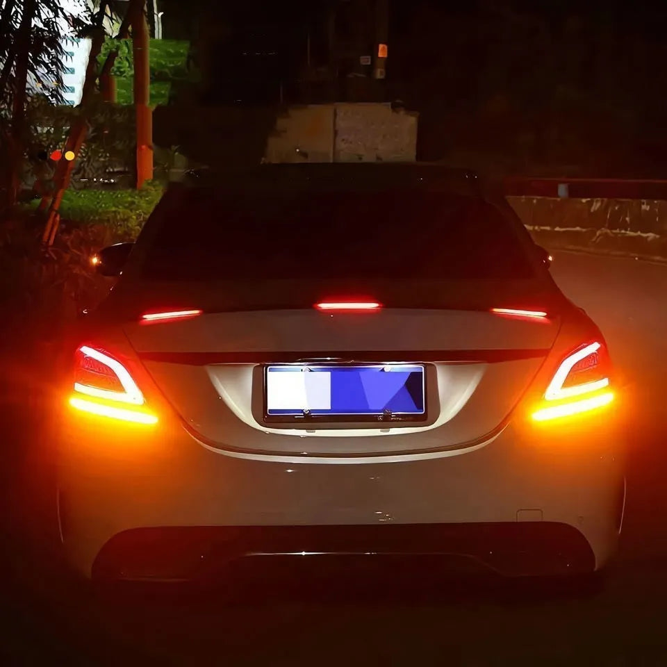 1.2 metre long red LED streamer tail wing light mounted on a car boot lid.