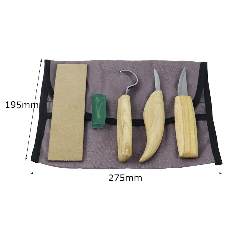 Stainless steel wood carving knife with 162mm total length and 47mm shank diameter for art wood carving