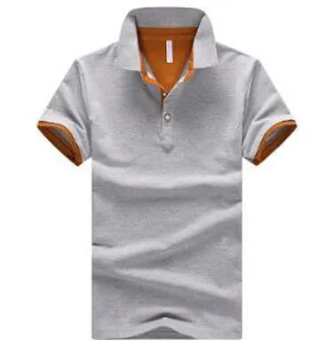 Men's casual fashion stand collar polo shirt in cotton with short sleeves
