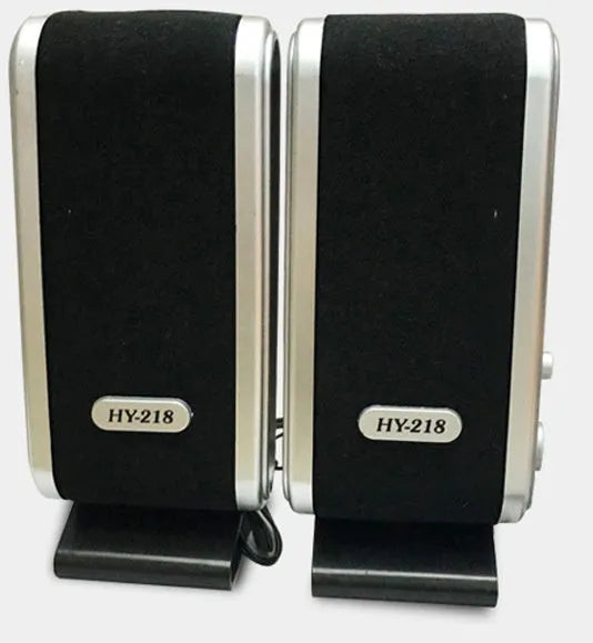 Black USB-powered notebook mini stereo speaker for laptop and desktop computer audio enhancement