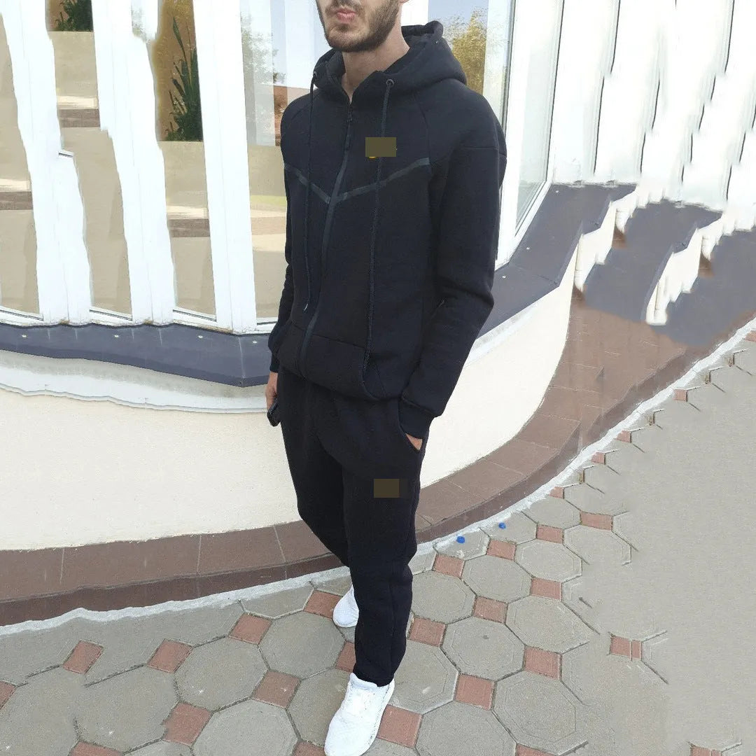 Two-piece sports and leisure set in Grey with spandex fabric, front view