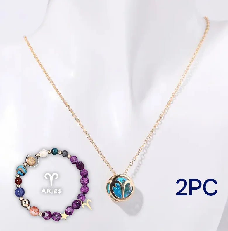 Natural stone beaded necklace and matching bracelet set laid flat, showing genuine gemstone beads.