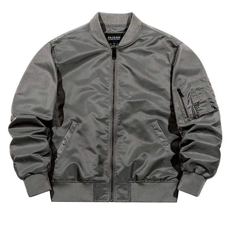 Men's casual jacket loose fit solid colour nylon with side seam pockets