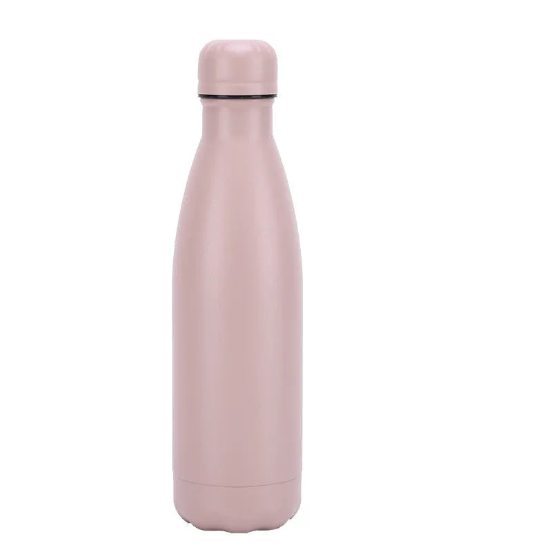Insulated stainless steel water bottle mug with rubber painted surface and vacuum flask design in multiple colours