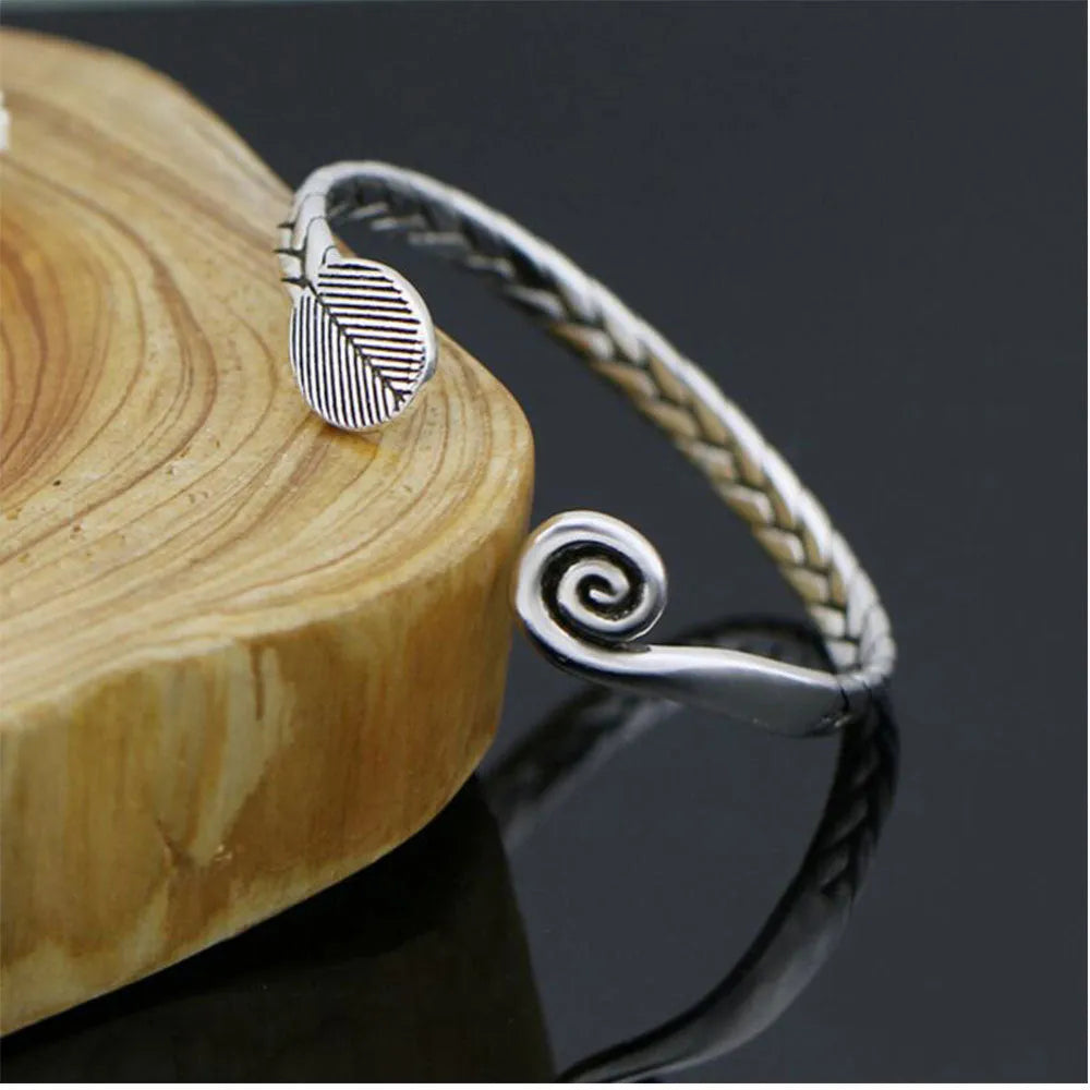 Women's Chinese retro style bracelet with fish charm clasp and silver electroplated finish