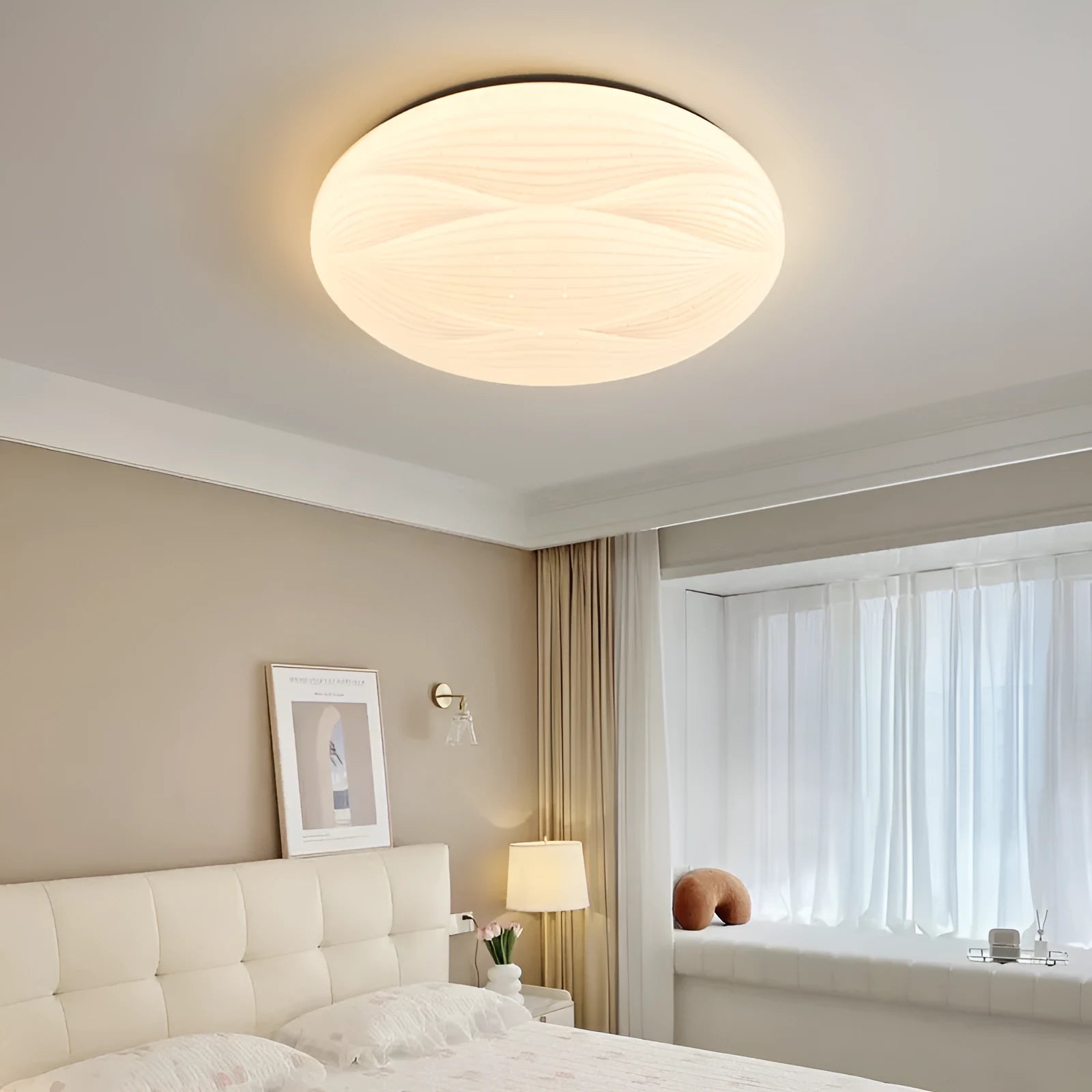 Modern copper round ceiling lamp for bedroom with multiple size options