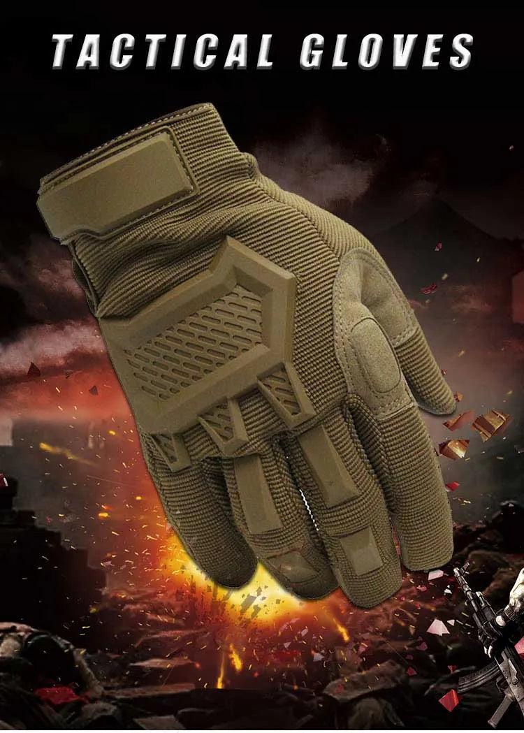 Men's tactical gloves in black with rubber knuckle and reinforced palm panel