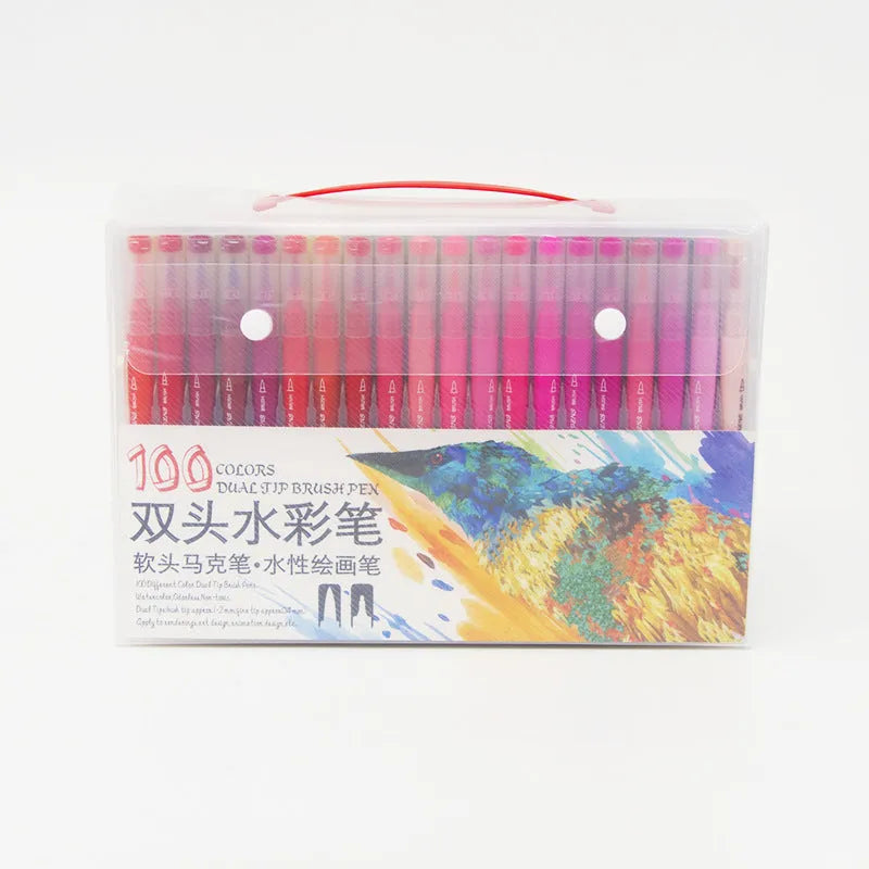 48-colour double-ended hook line soft-tip watercolour pen set in PP box