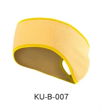 Fleece sports headband for running with ear coverage ponytail slit