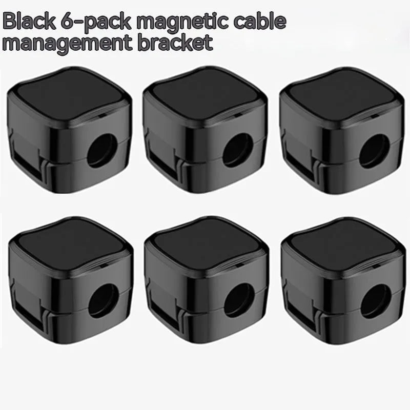 Magnetic cable management clips in white and black with adhesive backing