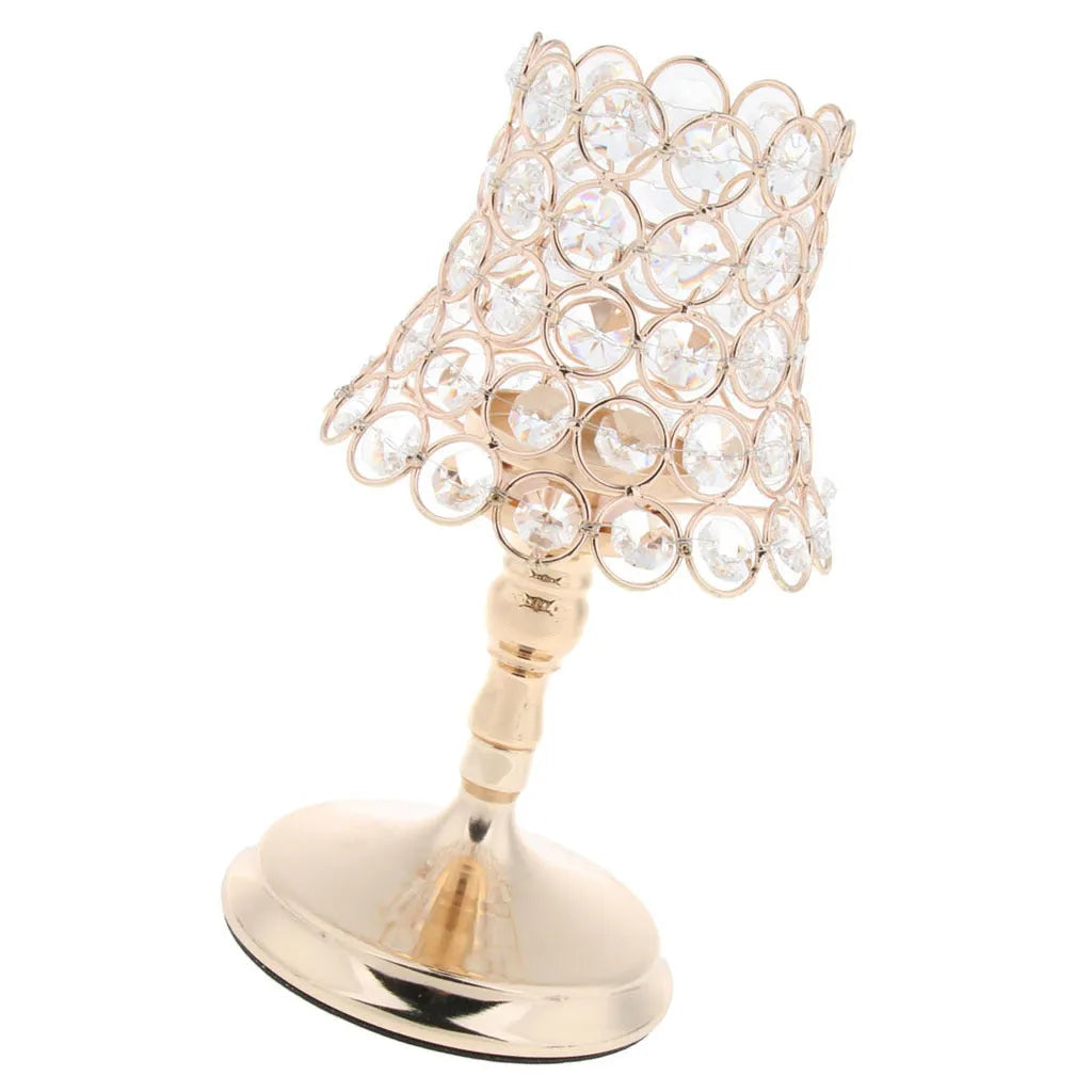 Iron candle holder with crystal bowl on a table, electroplated finish, 13x13x17 cm size suitable for flameless electronic candles