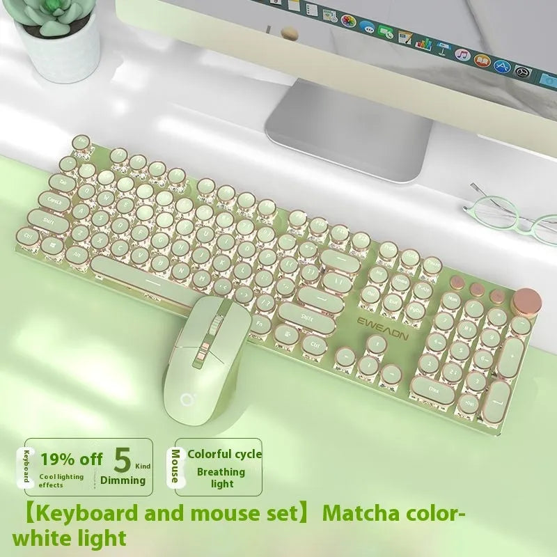 Matcha 87-key wired keyboard with white backlighting and multifunctional knob, aluminium alloy construction