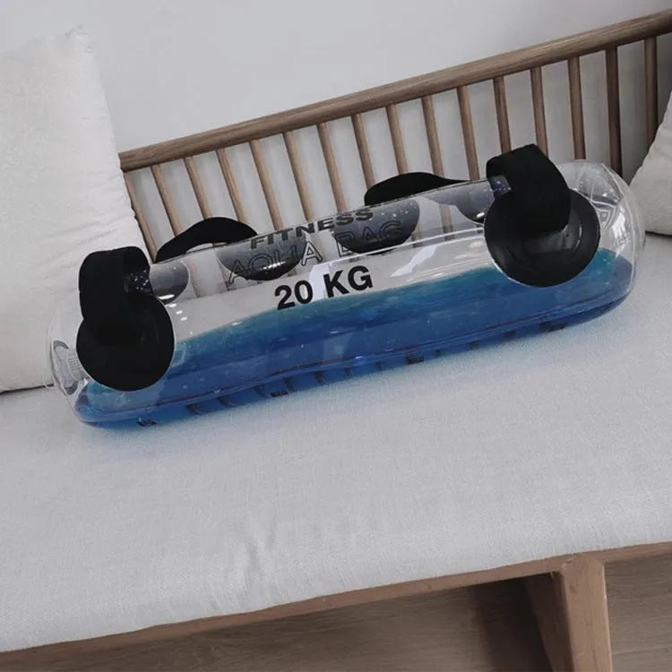 Transparent PVC water-filled weight lifting bag with visible water level for adjustable strength training
