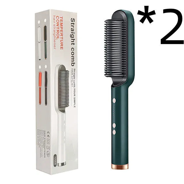 Red dual-purpose hair straightener and curling tong with tourmaline ceramic plates