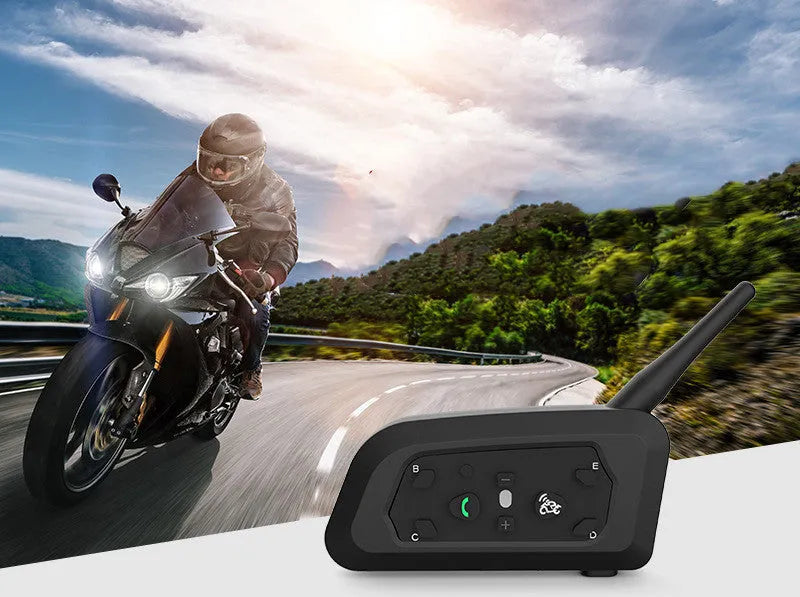 All Five V6 Pro motorcycle helmet Bluetooth intercom with mounting clip and headphones