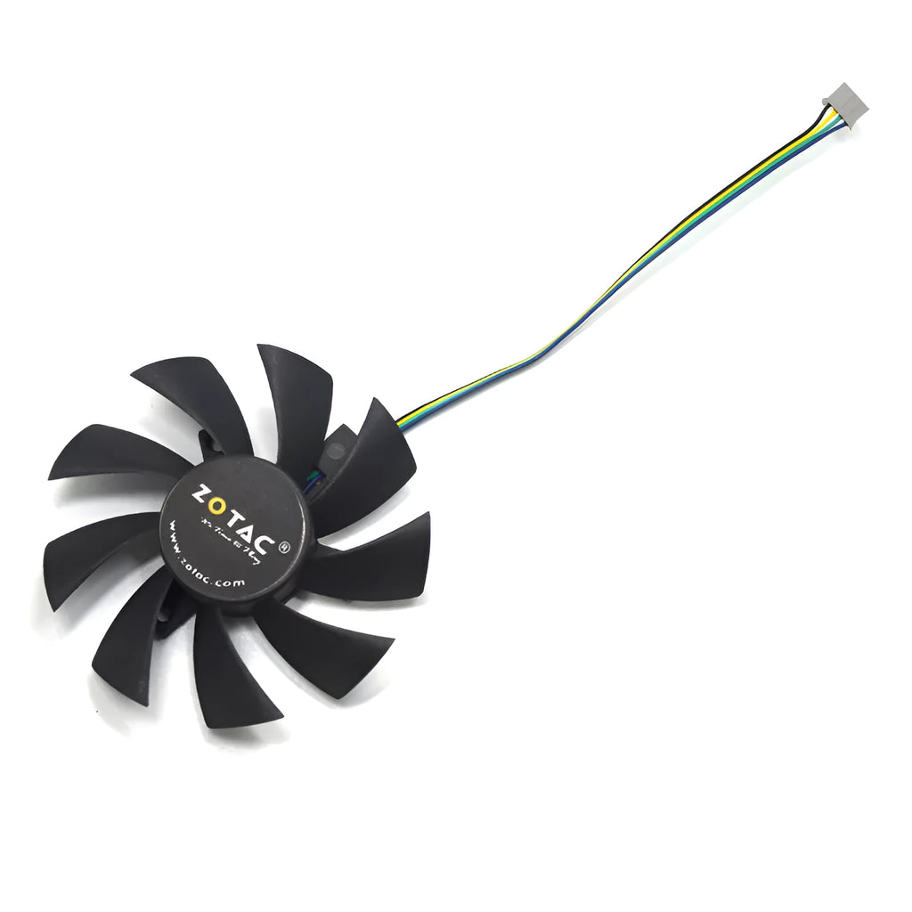 Black square 85mm computer cooling fan with 4-pin connector for graphics card