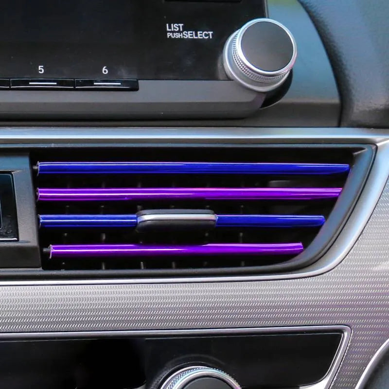 Automobile air outlet decorative strip set of 10 PVC pieces 20cm length car vent trim in multiple colours
