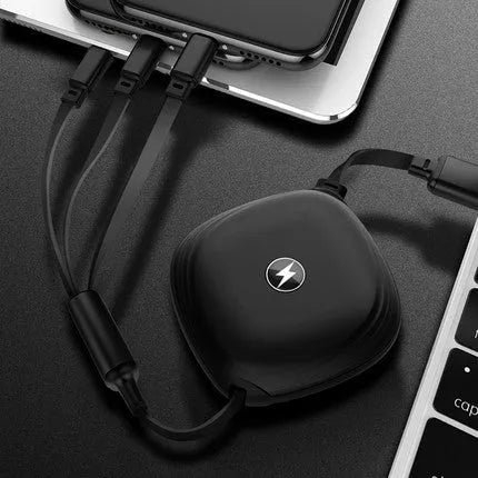 3-in-1 telescopic charging cable extended to 120 cm with titanium alloy connectors