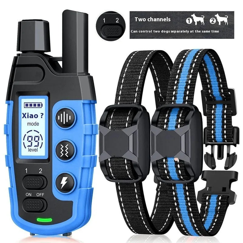 Colour screen dog training collar remote with dual power display and waterproof collar for one dog