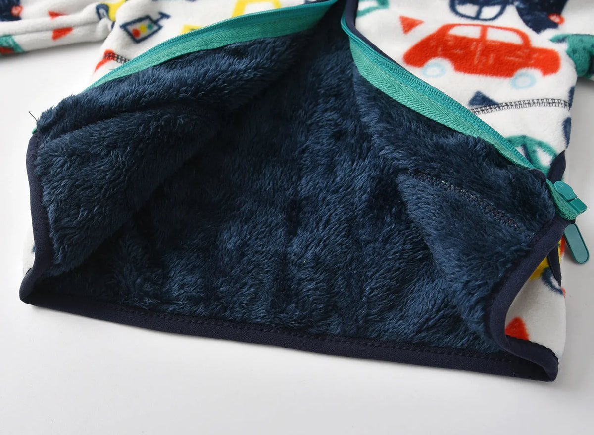 Boys plus fleece jacket in 100% polyester polar fleece with stand-up collar, long sleeves, casual style, available in multiple sizes