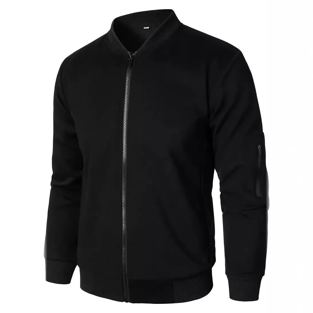 Men's knitted jacket in black, cotton-polyester, loose fit, long sleeves, light business style