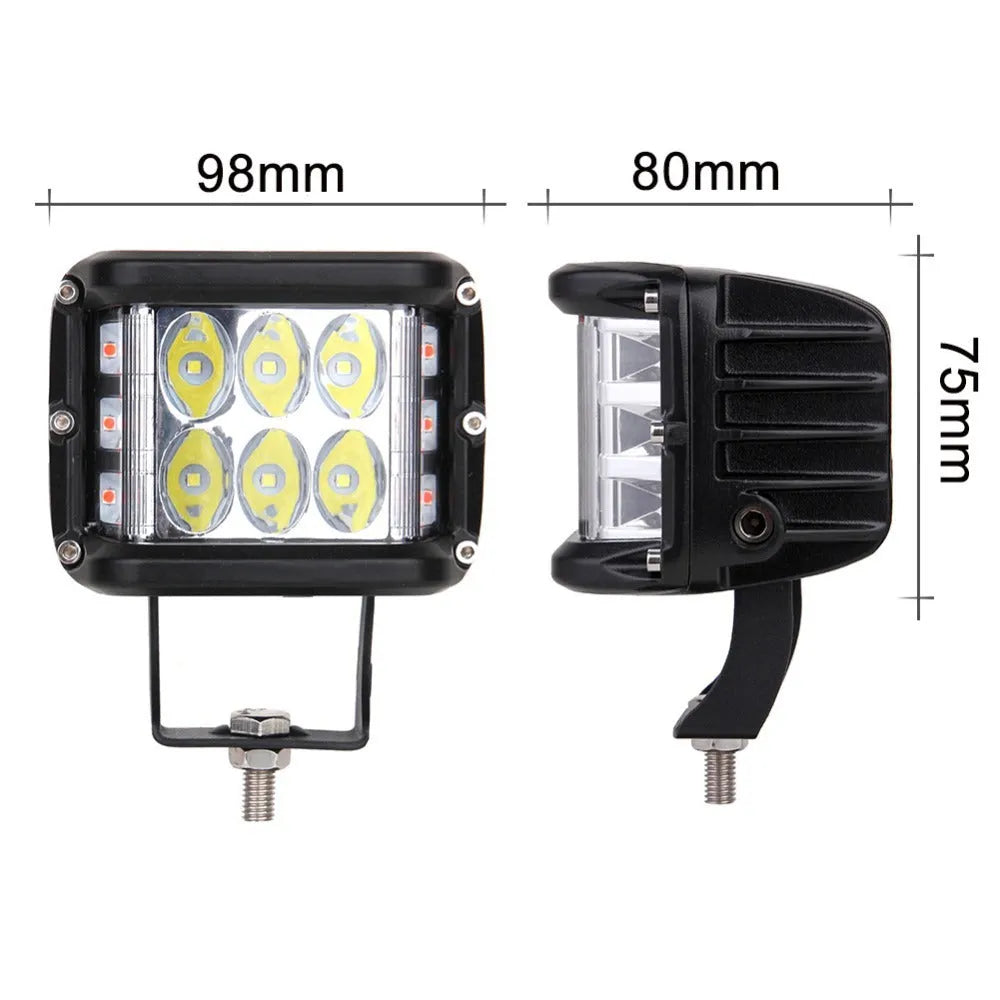 45W LED three-sided two-colour yellow work light with aluminium alloy housing and universal vehicle fit