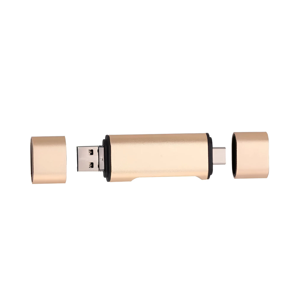 USB mobile phone card reader MICRO TYPE-C aluminium alloy support TF SD OTG golden