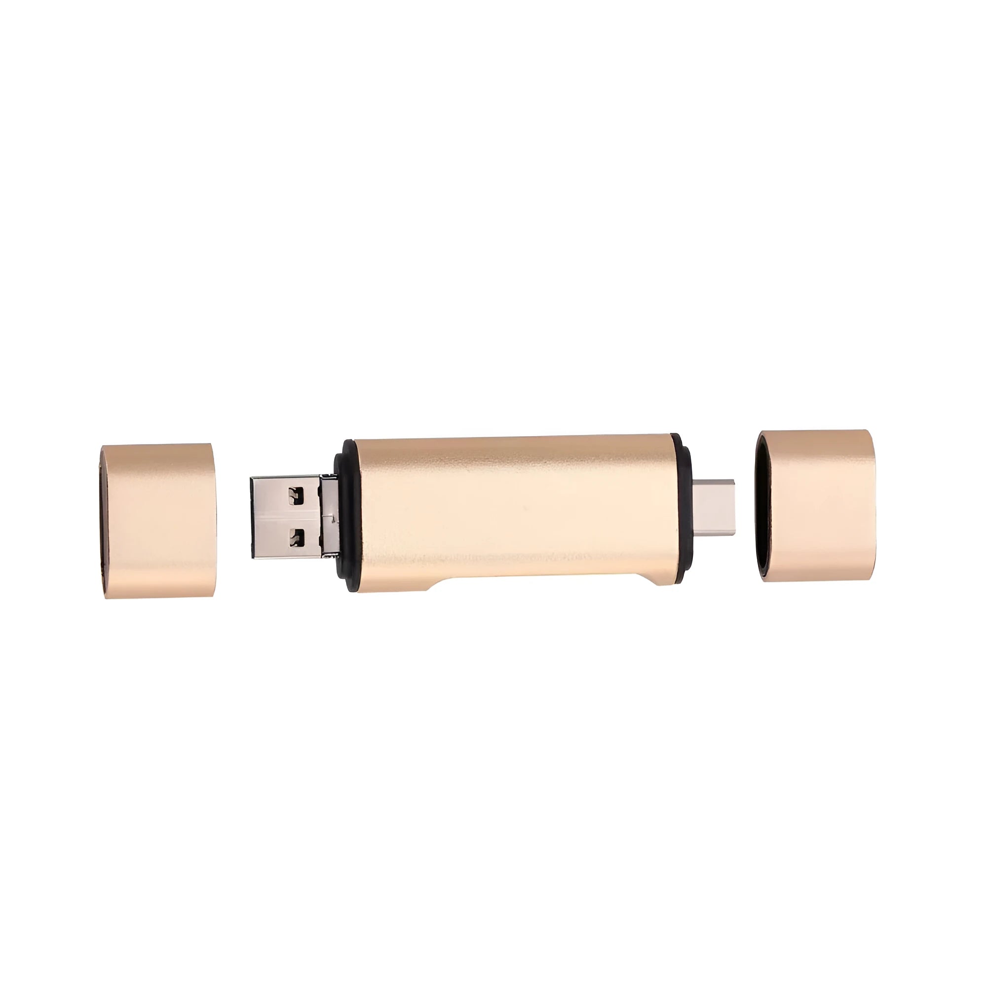 USB mobile phone card reader MICRO TYPE-C aluminium alloy support TF SD OTG golden