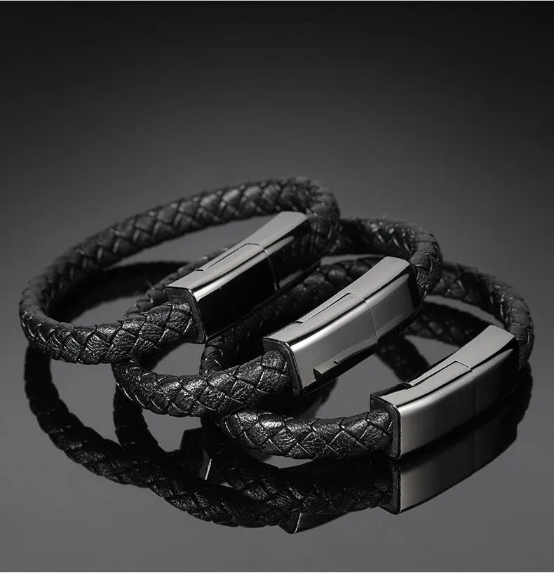 Brown double line bracelet charging cable with single head connector measuring 22.5cm length