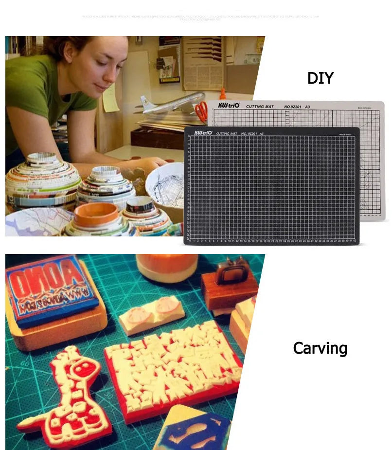 A3 self-healing cutting mat with centimetre grid lines in green, black or grey colour options